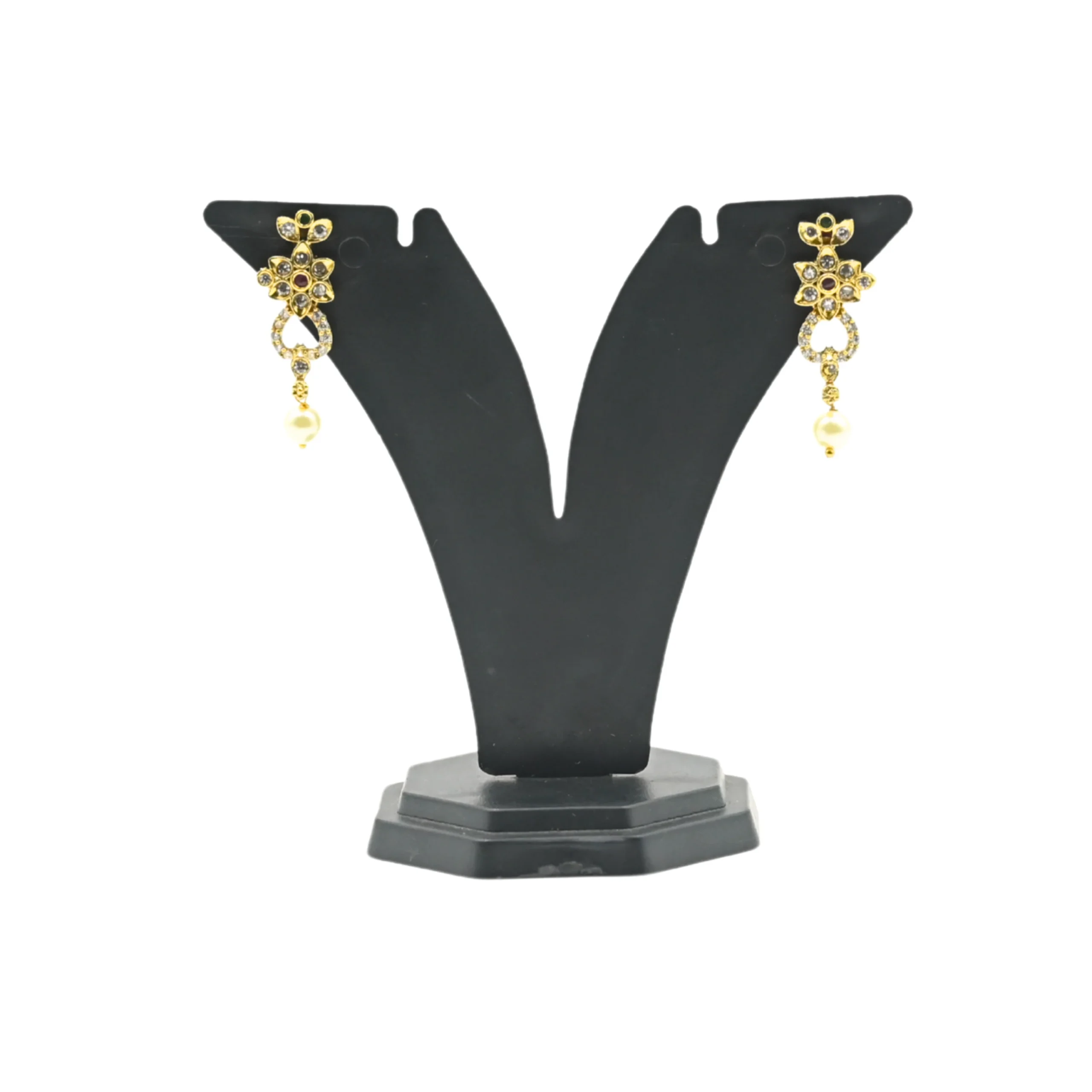 Diadeep Gold-Plated Ruby & Pearl Necklace for Women | Traditional Handcrafted Antique Jewellery | Designer Temple Necklace with American Diamonds | Festive & Wedding Wear | Imitation Jewellery India - Image 5