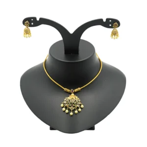 Diadeep Traditional Gold-Plated Ruby & Pearl Choker Necklace Set for Women | Temple Style Handcrafted Jewellery with Matching Earrings | Indian Bridal & Festive Wear Set | Imitation Jewellery India