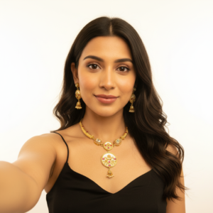 Diadeep Blue Meenakari Gold-Plated Kundan Necklace Set for Women | Handcrafted Enamel Jewellery with Ruby Stones & Pearls | Traditional Bridal & Festive Necklace Set | Designer Imitation Jewellery India