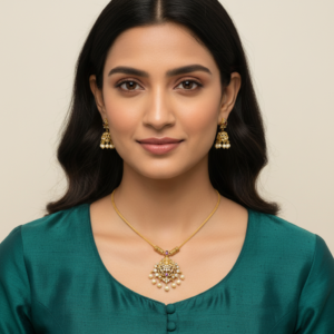 Diadeep Traditional Gold-Plated Ruby & Pearl Choker Necklace Set for Women | Temple Style Handcrafted Jewellery with Matching Earrings | Indian Bridal & Festive Wear Set | Imitation Jewellery India