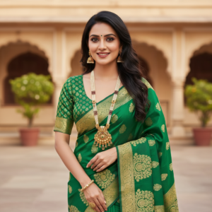 Diadeep Antique Gold-Plated Temple Jewellery Long Necklace Set for Women | Traditional South Indian Bridal Haram with Kundan & Enamel Work | Handcrafted Heritage Necklace Set with Earrings | Imitation Jewellery India