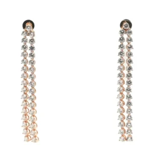 Diadeep Long Drop American Diamond Earrings for Women | Rose Gold & Rhodium Plated CZ Studded Earrings | Elegant Minimal Party Wear Jewellery | Imitation Jewellery India