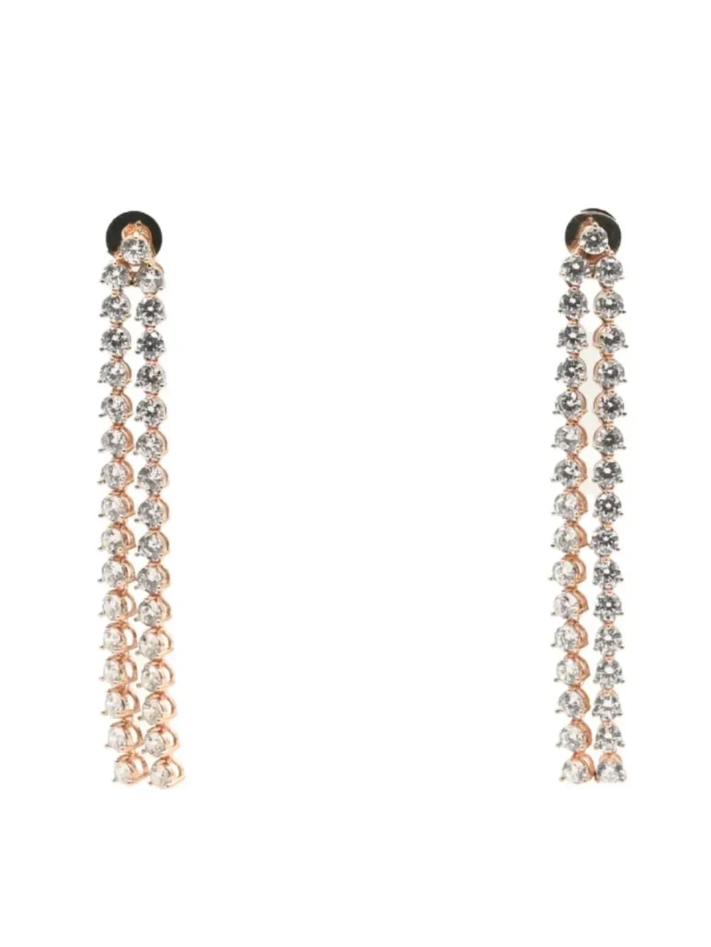 Diadeep Long Drop American Diamond Earrings for Women | Rose Gold & Rhodium Plated CZ Studded Earrings | Elegant Minimal Party Wear Jewellery | Imitation Jewellery India