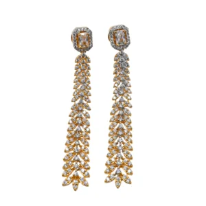 Diadeep Long American Diamond Earrings for Women | Rhodium & Gold-Plated CZ Dangler Earrings | Elegant Party Wear & Bridal Jewellery | Designer Artificial Earrings India