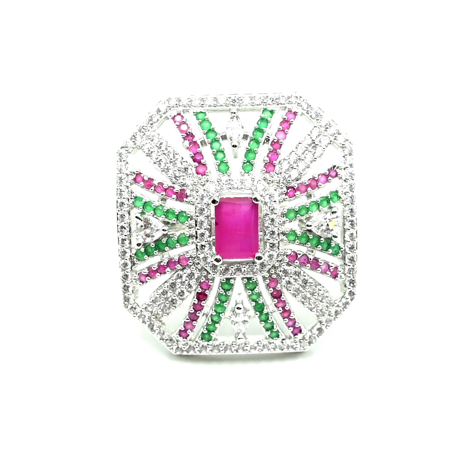 Silver-Toned American Diamond Choker Set with Pearls Full set - Image 5