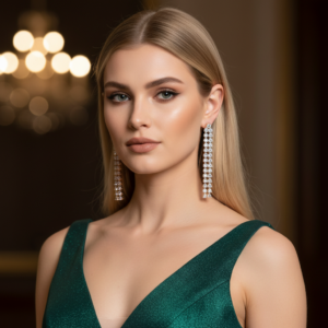 Diadeep Long Drop American Diamond Earrings for Women | Rose Gold & Rhodium Plated CZ Studded Earrings | Elegant Minimal Party Wear Jewellery | Imitation Jewellery India