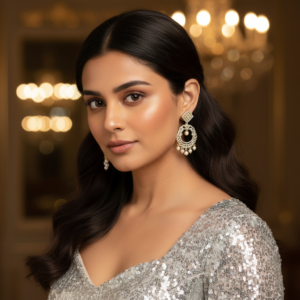 Diadeep Pearl & American Diamond Earrings for Women | Gold & Rhodium-Plated CZ Studded Hoop Earrings | Party, Festive & Bridal Wear Jewellery | Designer Artificial Earrings India